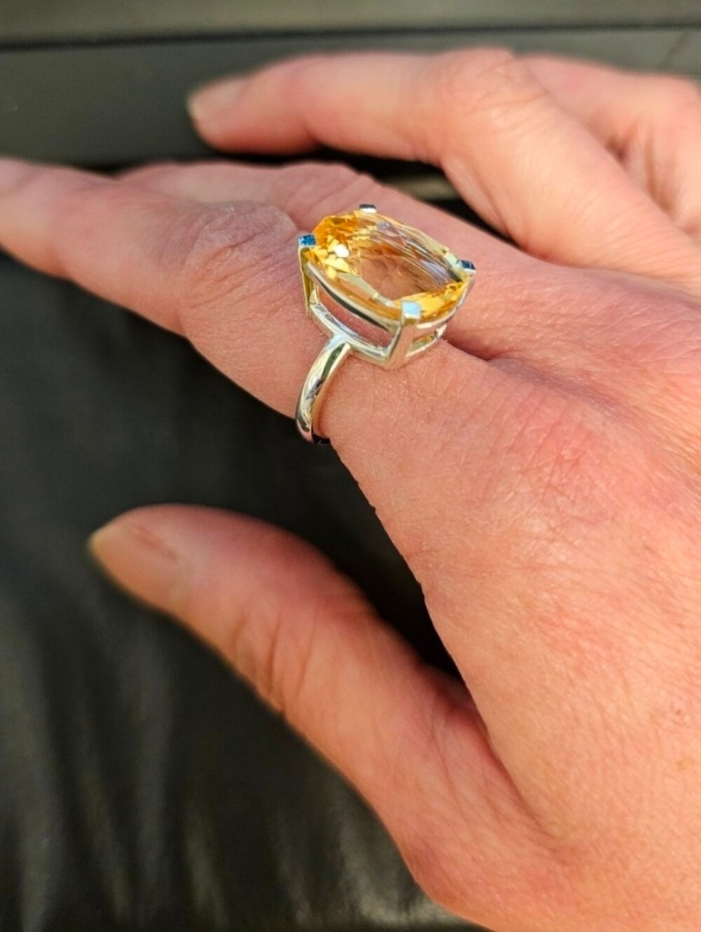 925 STERLING SILVER with Citrine Ring SZ 5 - Picture 6 of 6